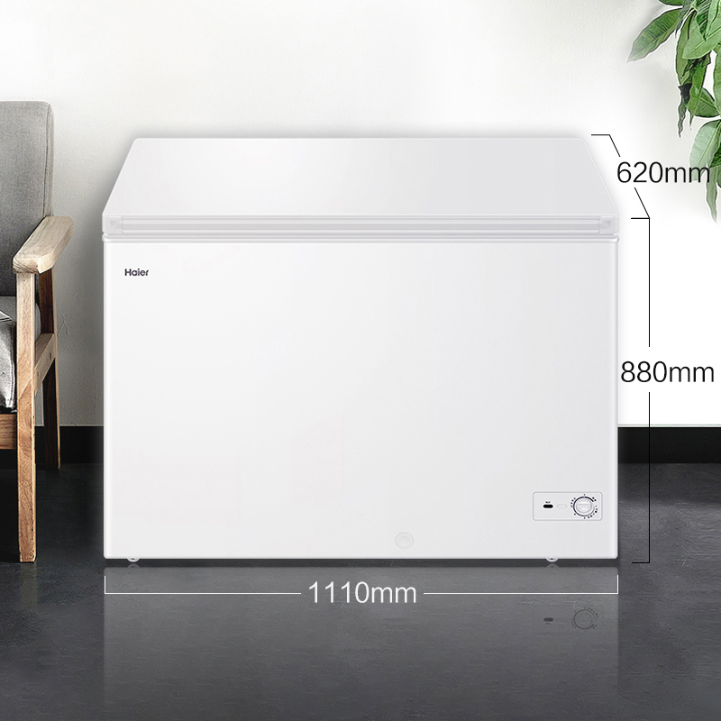 海尔(Haier)303升家用商用卧式冰柜冷柜冷冻柜小冰箱 减霜80% 3D逆循环速冷 一级能效 BC/BD-303HD