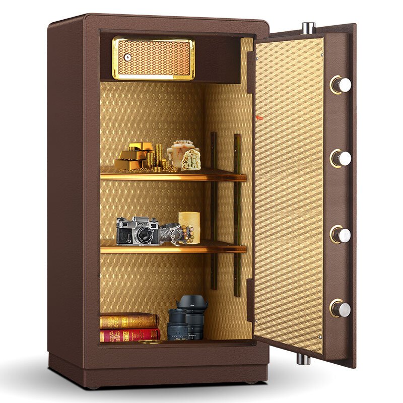 黑石保险柜办公家用3c认证防盗入墙入柜保险箱全钢电子密码款保险柜