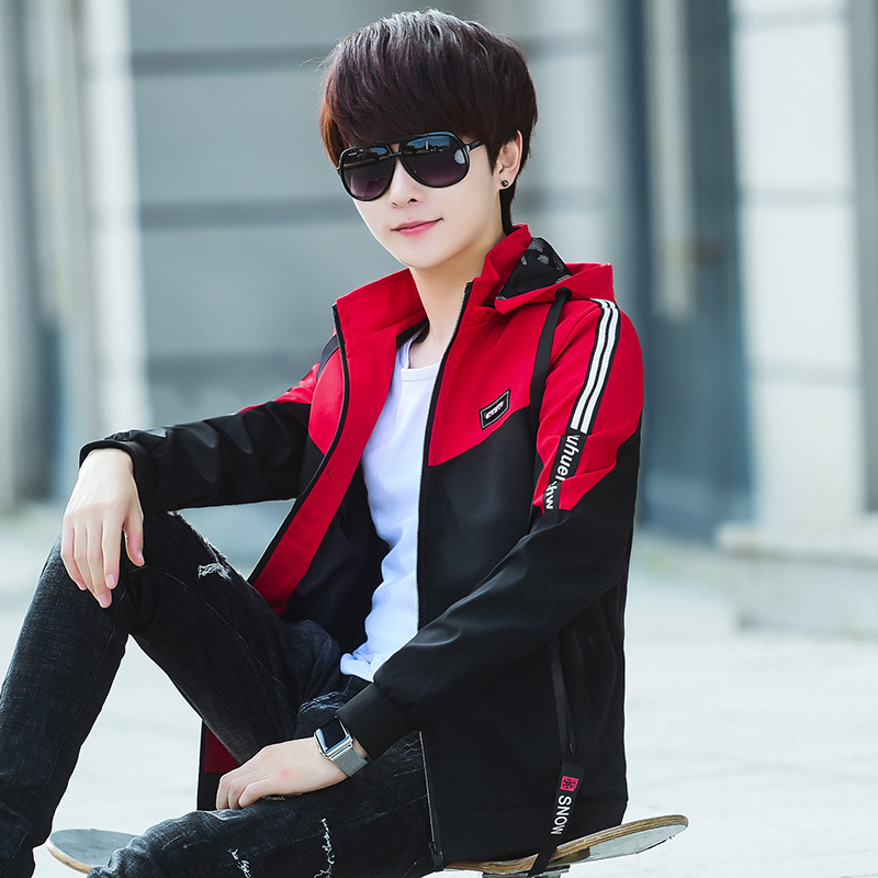 秋季外套男韩版潮流学生修身连帽夹克青少年春秋休闲帅气秋装褂子