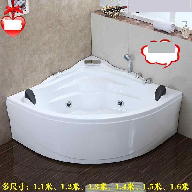 按摩浴缸双人浴缸亚克力按摩家用加热扇形恒温浴盆冲浪双人豪华加热