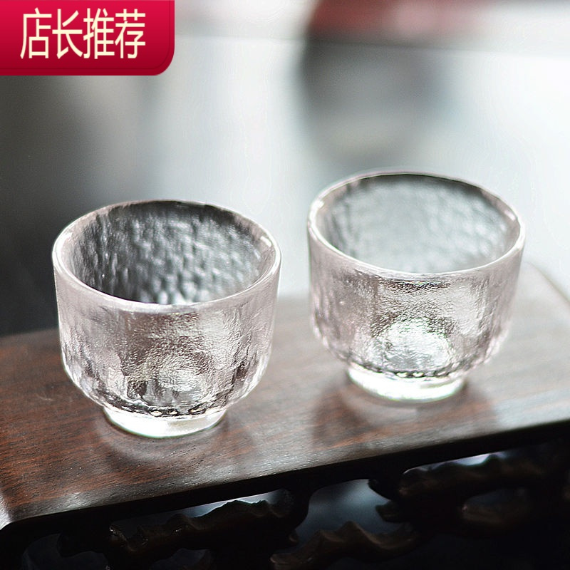 日式清酒壶套装玻璃黄酒温酒器烫酒壶家用一两白酒杯咖啡锤纹insJING PING 光边 清酒杯2只