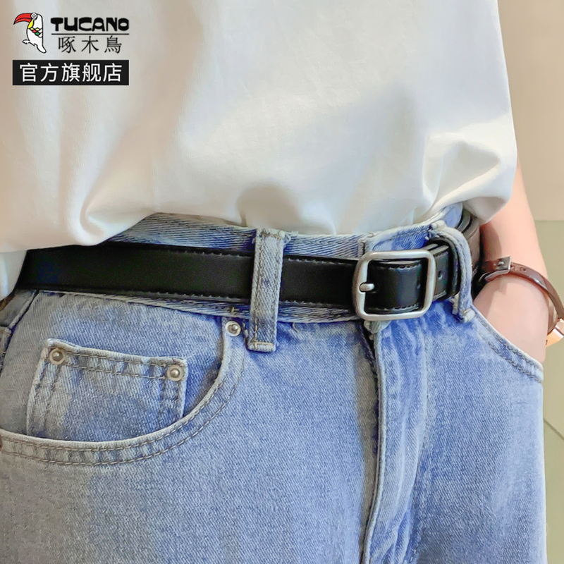 啄木鸟皮带女款真皮潮流裤带百搭腰带韩版学生ins风装饰配牛仔学高清大图