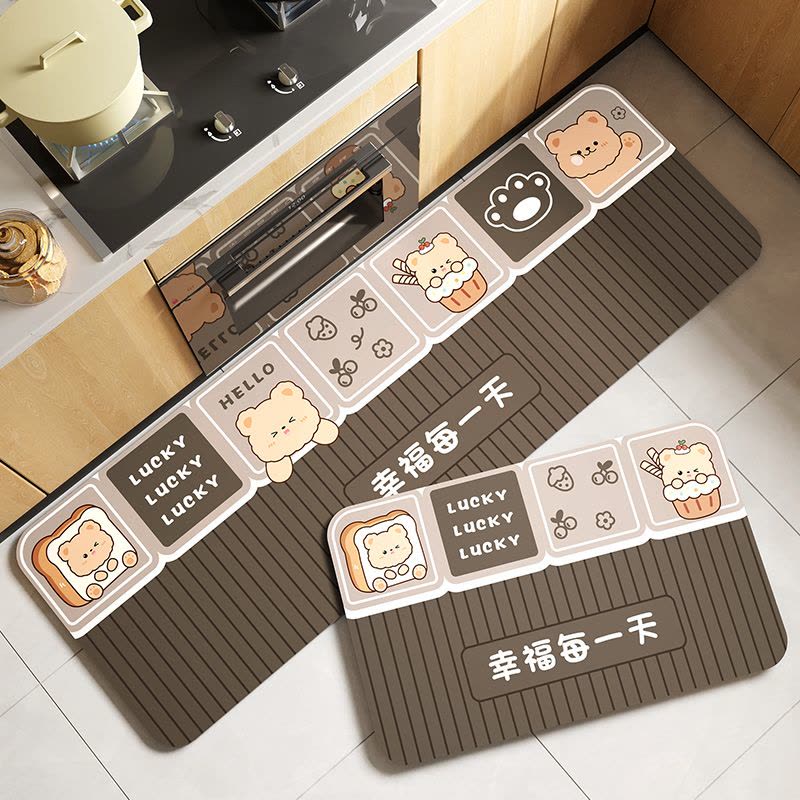 硅藻泥卡通厨房地垫防滑防油吸水垫子耐脏脚垫可擦免洗长条地毯图片