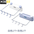 三维工匠家用卫生间脸盆收纳架放浴盆子挂钩置物架免打孔壁挂厨房挂架粘钩 白色+灰色