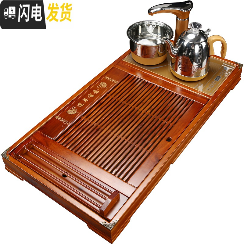 三维工匠紫砂茶具功夫茶盘整套装实木家用四合一体全自动上水电热磁炉茶台 21s檀祥云冰裂全自动 39件