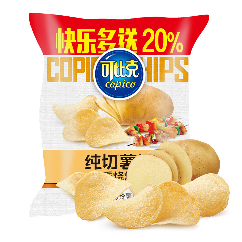 可比克膨化食品纯切薯片70g滋香烧烤味