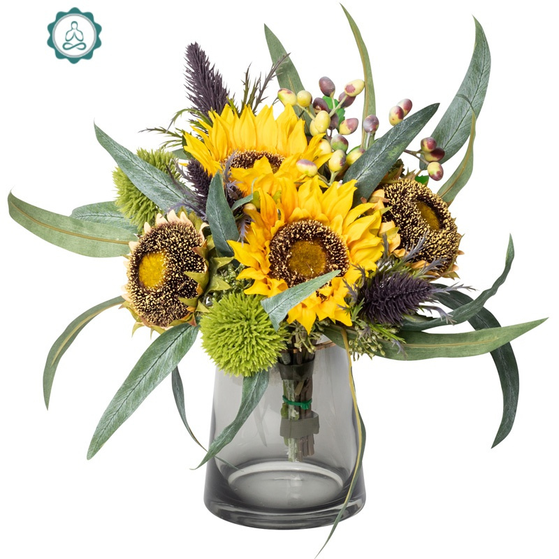 向日葵仿真花束太阳花瓶装饰摆件 客厅假花餐桌 绢花