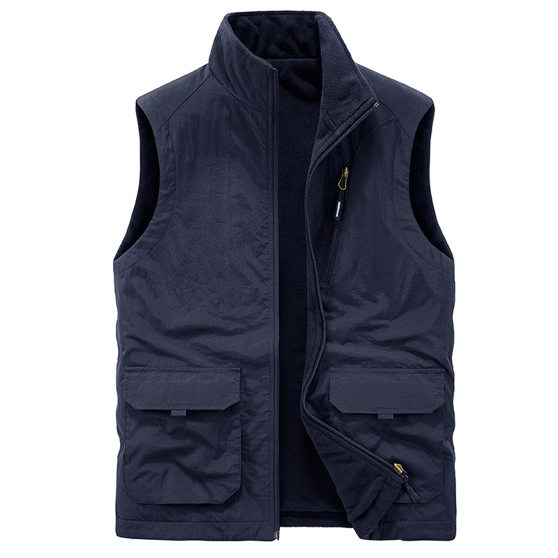 jpdun秋冬新款男士加绒加厚双面穿马甲男青年背心坎肩男马夹