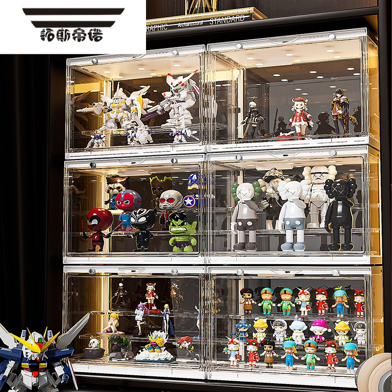 拓斯帝诺盲盒收纳展示架泡泡玛特盒子透明手办陈列柜亚克力立牌展示盒