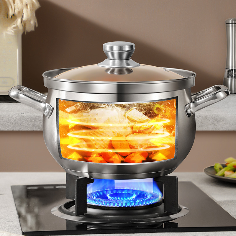 炊大皇 汤锅304不锈钢防溢防烫设加厚蒸锅双耳煮锅家用 元宝 不锈钢汤锅22cm TG22YC!高清大图