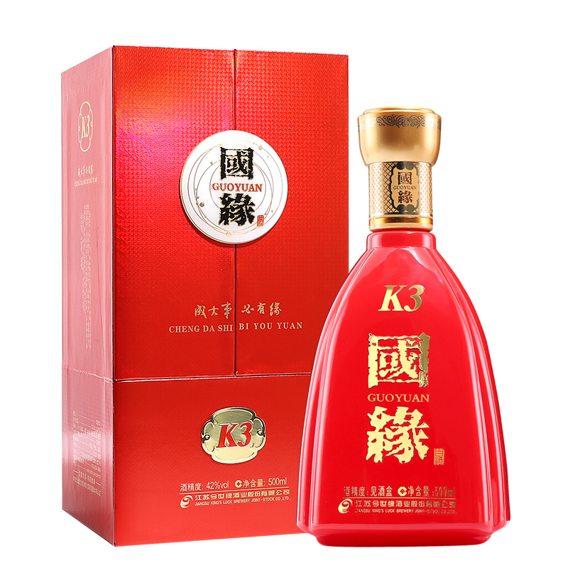 今世缘 国缘 K3 42度柔雅型 /白酒500ml *4瓶 整箱装