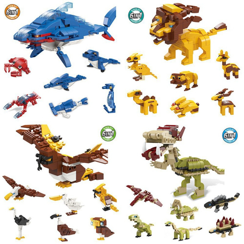 创意合体动物拼装小颗粒积木环保diy恐龙4- 玩具