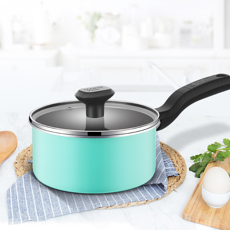 炊大皇(COOKER KING)奶锅 N16D1 冰果奶锅(碧色) 宝宝辅食锅健康奶锅可视盖复底明火电磁炉通用