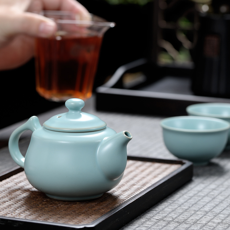 元青茶壶(MULTIPOTENT)汝窑茶壶开片可养陶瓷功夫茶具泡茶壶单壶 如意壶160ML高清大图