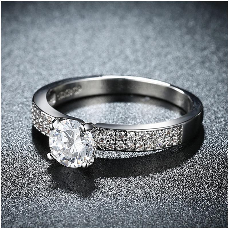 R828-CCouple Love Gold Rings铂金订婚戒指男女钻石情侣简约日韩送女朋友七夕情人节礼物