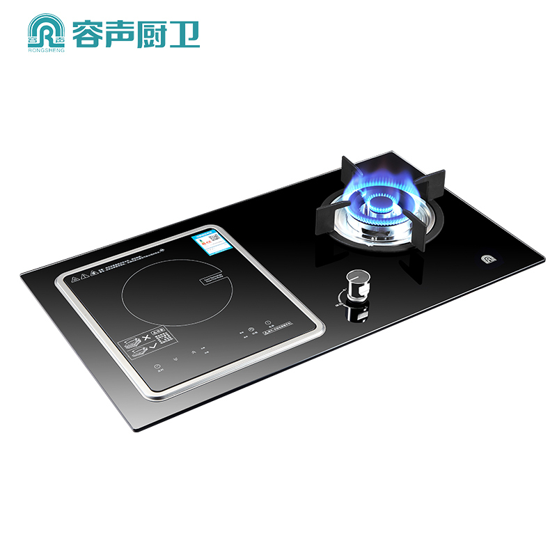 容声(RONGSHENG)燃气灶气电两用灶煤气灶电磁炉嵌入式一电一气双灶4.8KW大火力黑晶钢化玻璃RQ908液化气