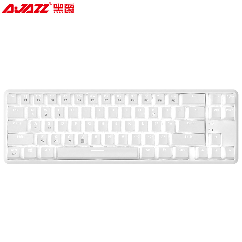 黑爵(AJAZZ)K680T有线蓝牙双模机械键盘 办公键盘 白光 68键 便携 多设备 苹果mac 白色茶轴