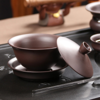 尚帝整块乌金石茶盘四合一黑金石茶具套装大号家用紫砂功夫茶具旭日东升紫砂侧把13入智能旋转电热炉套装