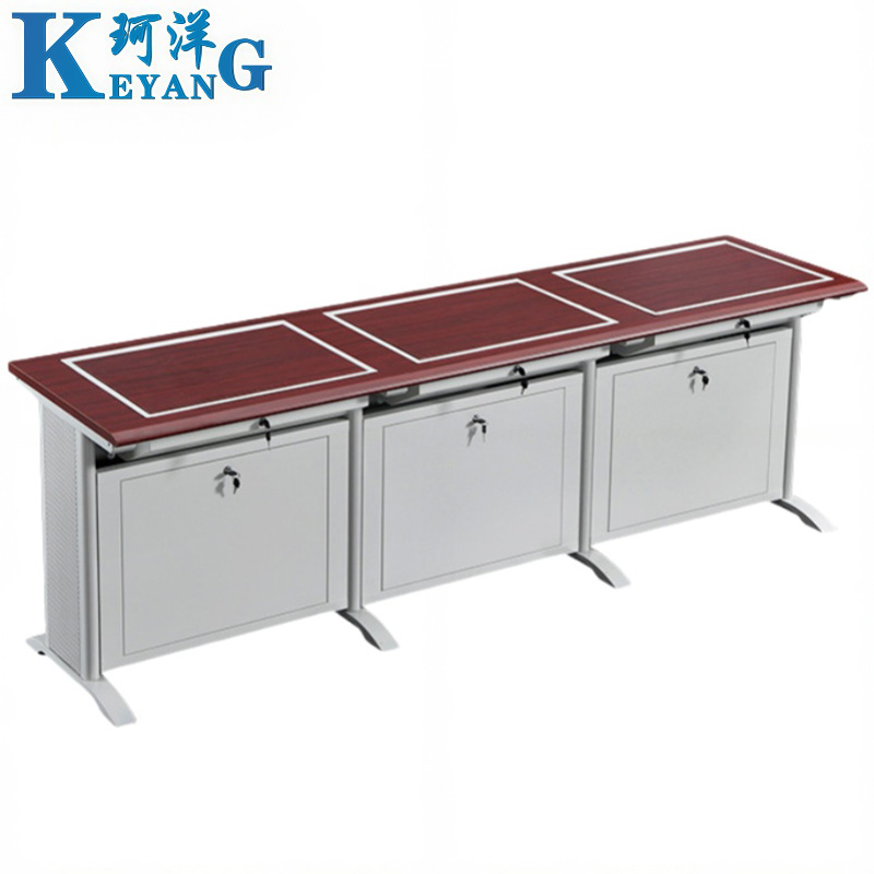 珂洋 翻转电脑桌 三人胡桃色 张高清大图