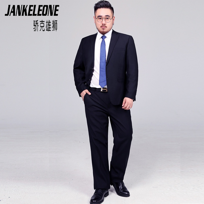 骄克雄狮大码西服套装男士加肥加大码西装外套胖子商务休闲西服两件套