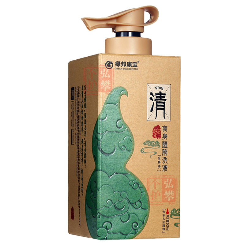 绿帮绿邦康宝百草酵素洗发水去屑净屑止痒控油健发养根无硅油洗液 净屑止痒洗液500ml（全身洗）