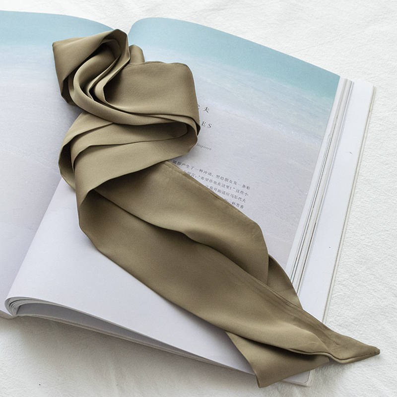 家柏饰corated色细长条窄丝巾女围巾小领巾腰带带绑包丝带飘带归还