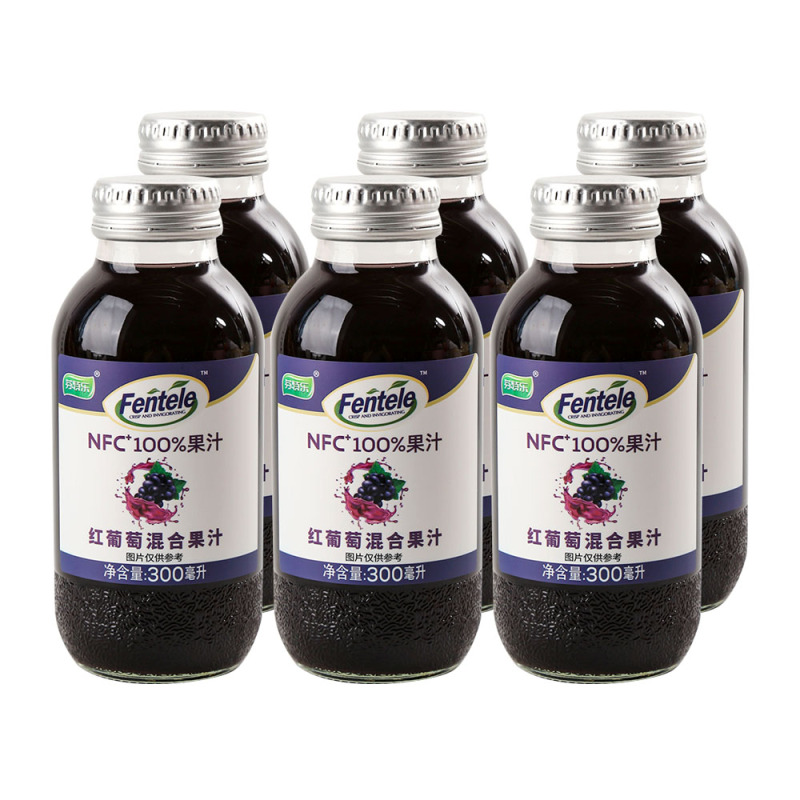 芬特乐牌NFC+100%葡萄汁 300ml*6瓶 精选原料 酸甜清新 回味悠长