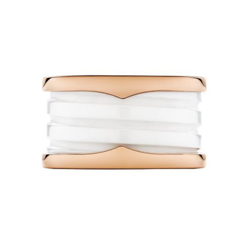 bvlgari宝格丽bzero1系列18k金玫瑰金嵌白陶瓷四排戒指345829