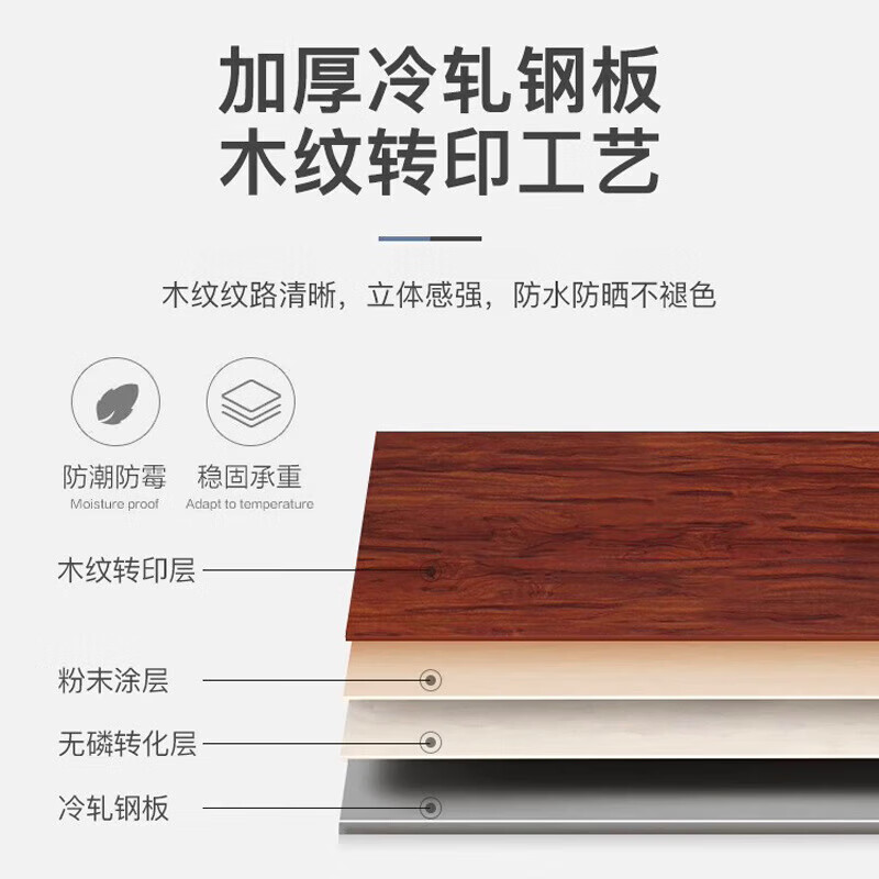 戴劲钢制仿木纹转印更衣柜员工宿舍铁皮衣柜鞋柜办公室储物柜二门B款高清大图