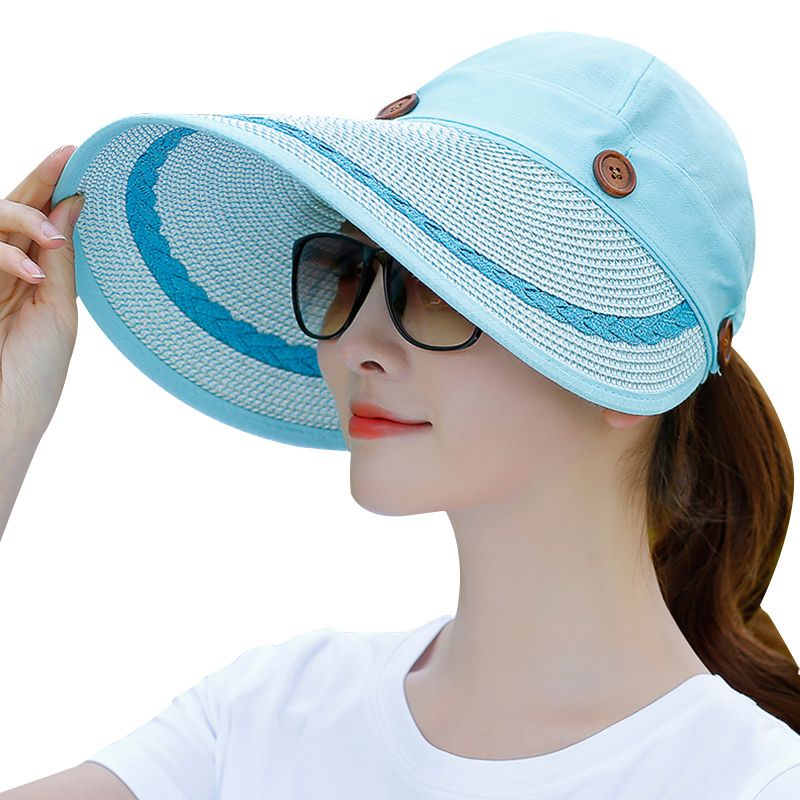 盛世尼曼遮阳帽女夏天防晒可折叠户外骑车沙滩帽子大檐帽早春大草帽