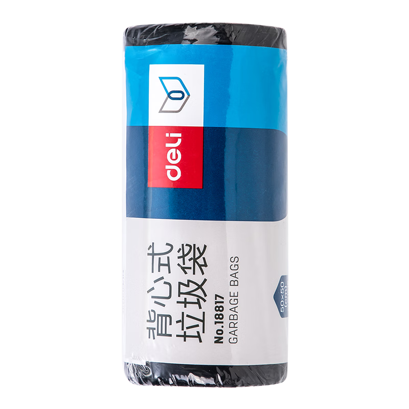 得力(deli) 18817 背心式垃圾袋(黑) (单卷装,30只/卷) 50*50CM高清大图