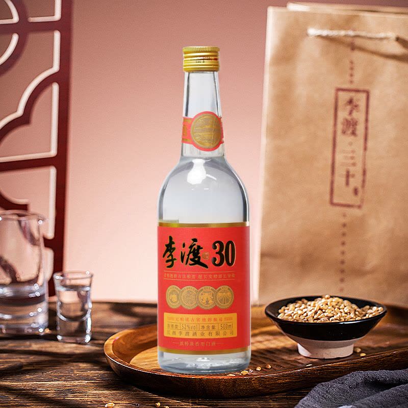 【新品】李渡酒 52度　500ml 李渡官方旗舰店]李渡30高粱酒52度浓特兼香白酒500ml单瓶装固态法