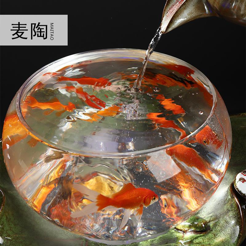 美帮汇陶瓷玻璃鱼缸流水器家居客厅办公室桌面家居摆件送礼开业礼品高清大图