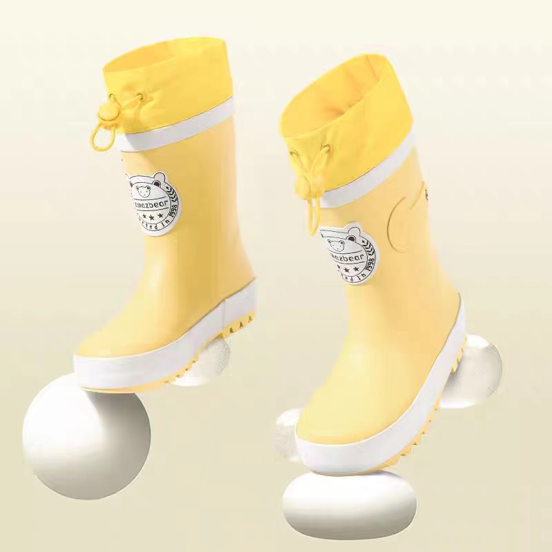 甜甜仔学院风橡胶雨鞋儿童雨鞋男童女童防滑水鞋宝宝雨靴女款学生雨靴男孩胶鞋高清大图