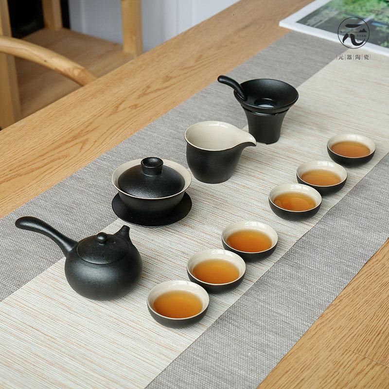 家柏饰(CORATED)日式黑陶茶具 功夫茶壶盖碗茶杯粗陶功夫茶具陶瓷整套礼盒装高清大图