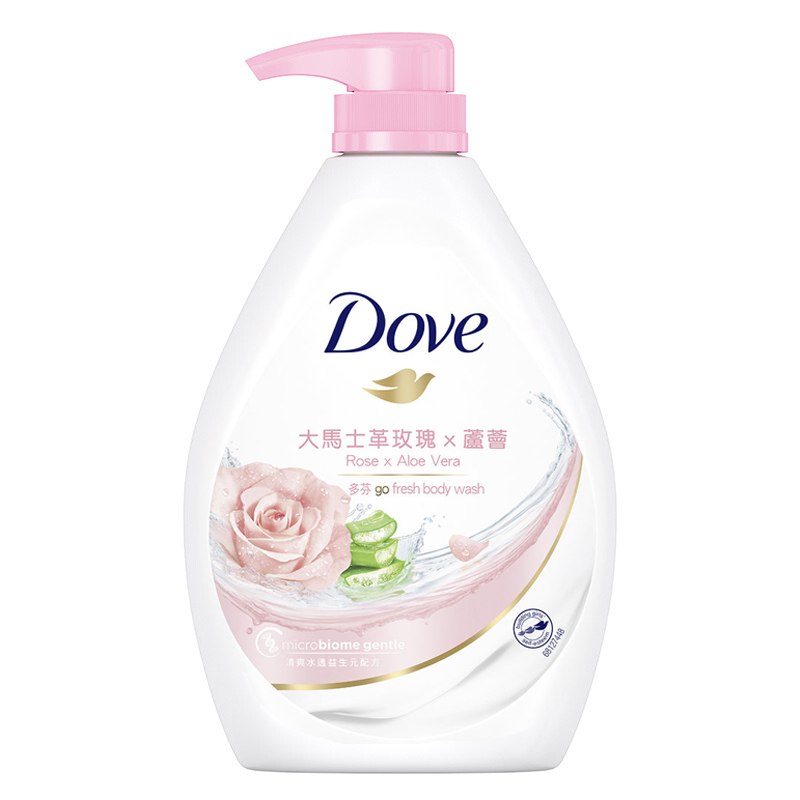 [原装进口]多芬(DOVE)沐浴露 玫瑰芦荟舒缓水透滋养美肤沐浴乳1000g 港版