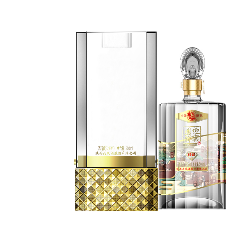 西凤酒凤牌迎宾酒佳品52度浓香型白酒单瓶500ml婚宴喜酒送礼