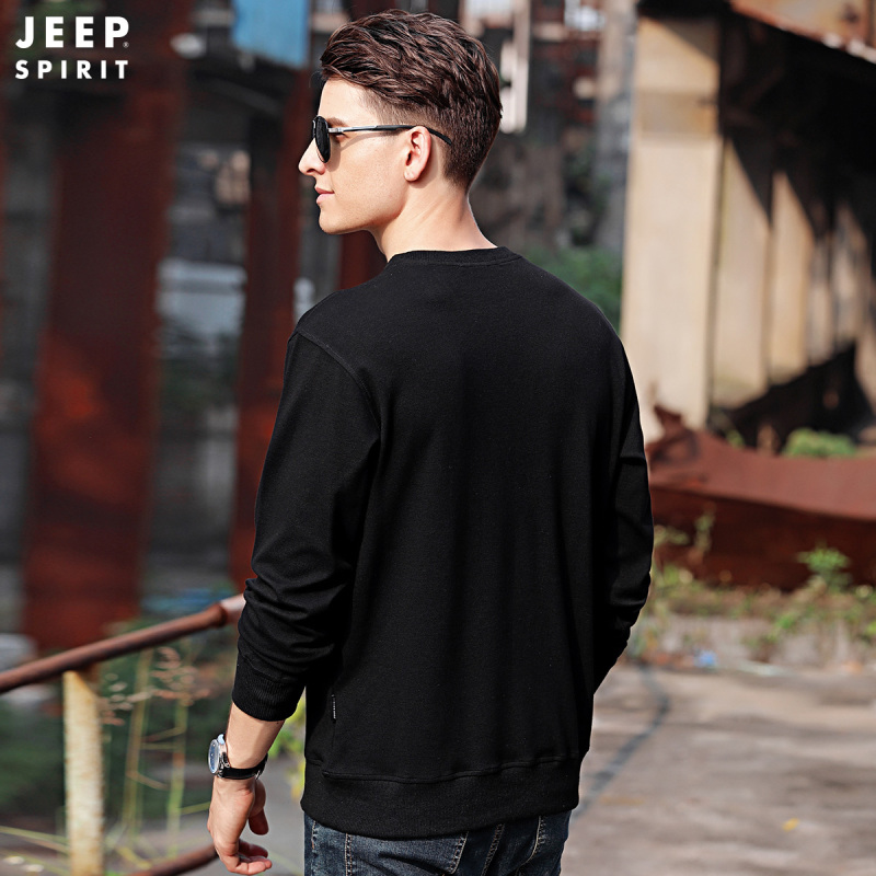 JEEP SPIRIT吉普男士卫衣春秋季新款圆领套头卫衣男休闲宽松长袖t恤上衣