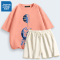 真维斯夏季套装女外穿运动华夫格短裤2022新款纯棉短袖休闲两件套