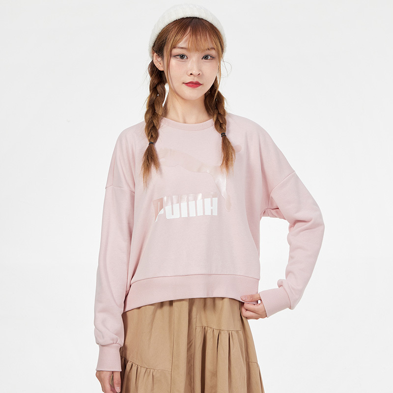 PUMA彪马卫衣女套头衫2021秋季新款圆领宽松跑步运动服531382