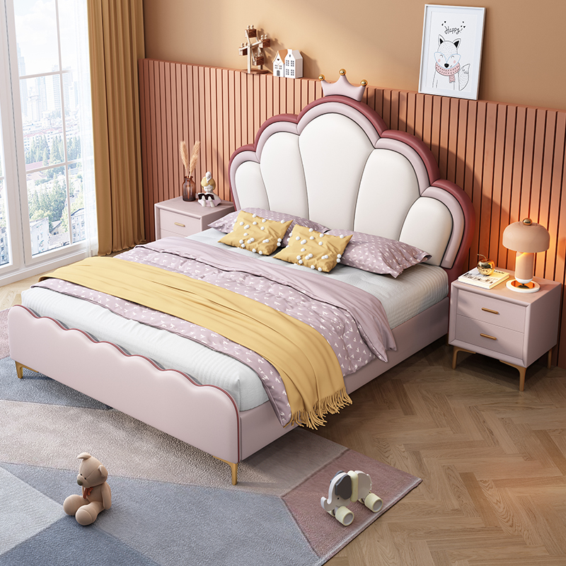 欧梵森 床 儿童床现代简约轻奢双人床实木床1.8m家用储物主卧床1.5m欧式大床软包意式极简皮艺床卧室家具高清大图
