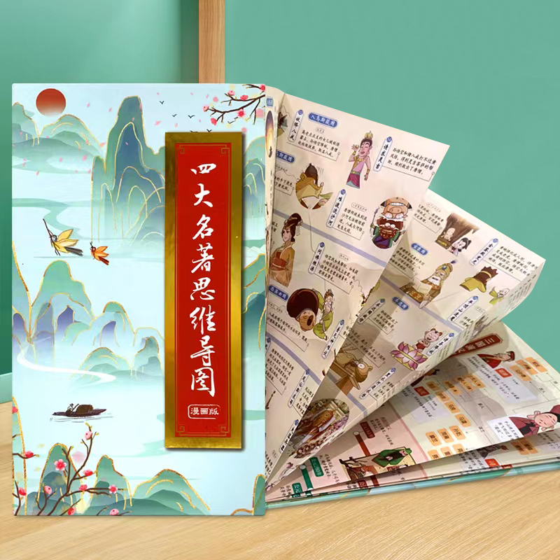 小学生古诗词思维导图 漫画版 [正版]抖音同款四大名著思维导图画册人物关系图漫画版 四大名著原著初中全套红楼梦西游记水浒高清大图