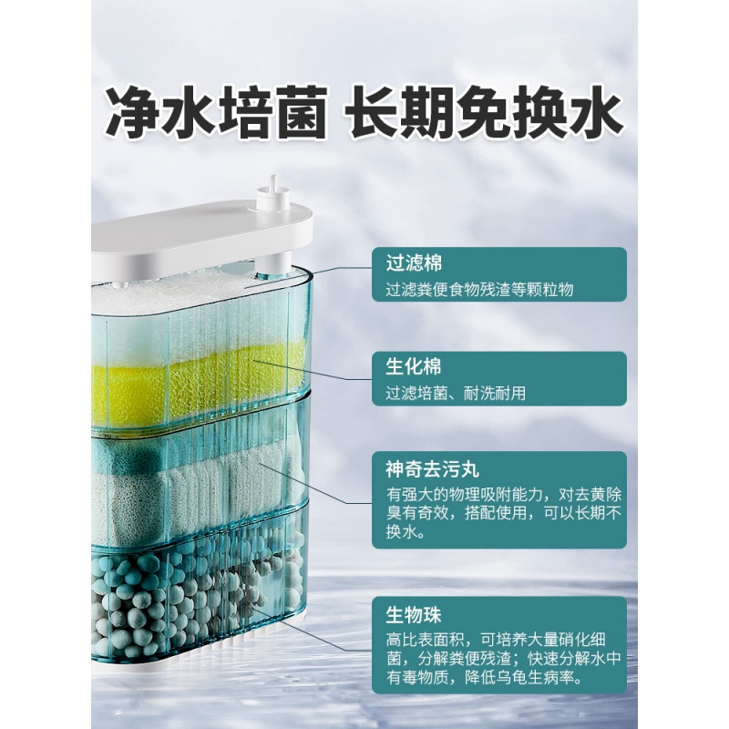龟缸过滤器 低水位过滤器养龟净水器吸粪吸便乌龟专用过滤盒高清大图