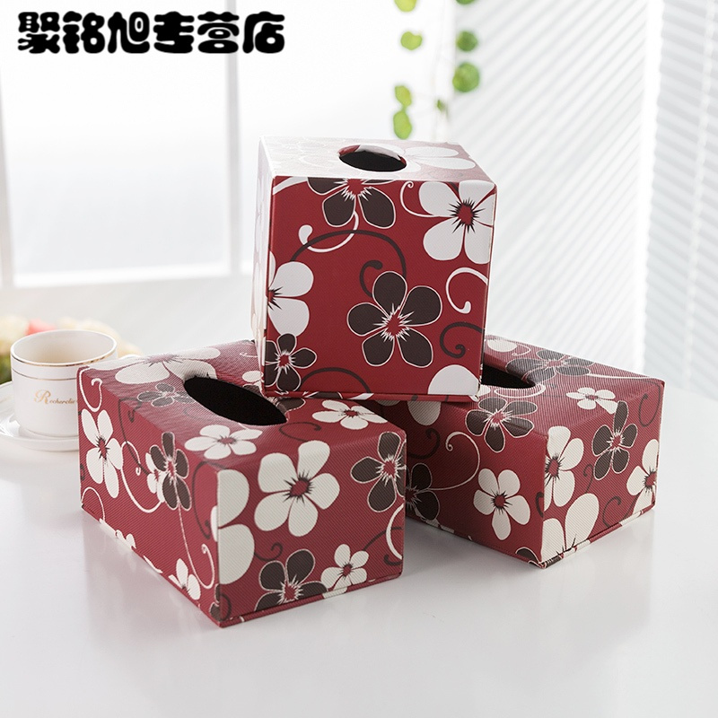 欧式皮革纸巾盒时尚餐巾纸盒居家车用抽纸盒客厅纸巾收纳盒-银C 150抽纸巾盒