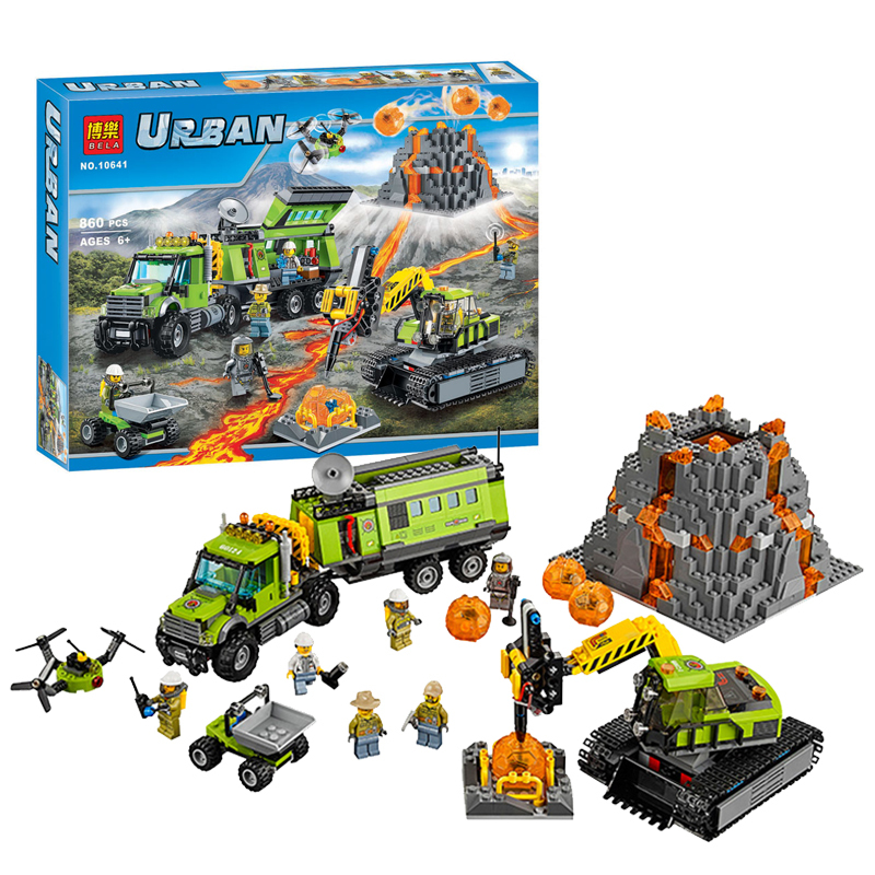 博乐10641乐高城市警察系列60124火山探险基地拼装积木儿童玩具