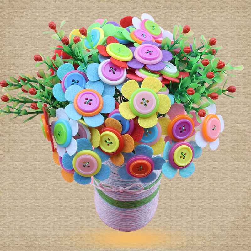 儿童diy纽扣花幼儿园手工制作玩具教师节送老师母亲节送妈妈礼物太阳