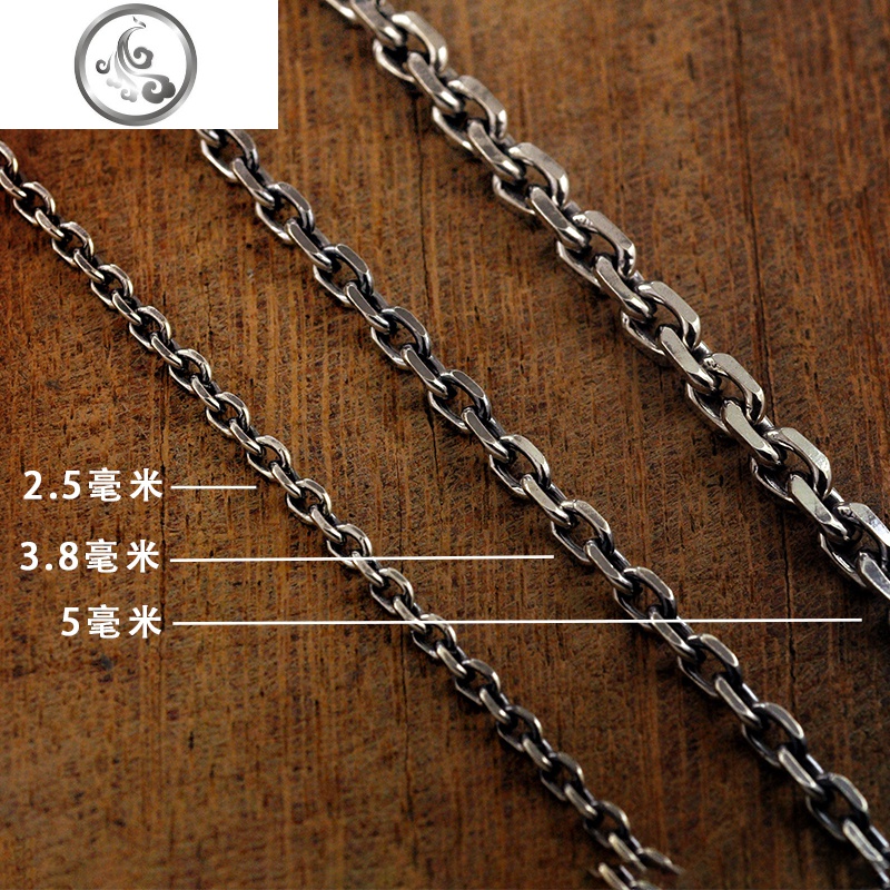 S925纯银太角项链泰银复古潮男锁骨链百搭毛衣链男女款银链 JiMi高清大图