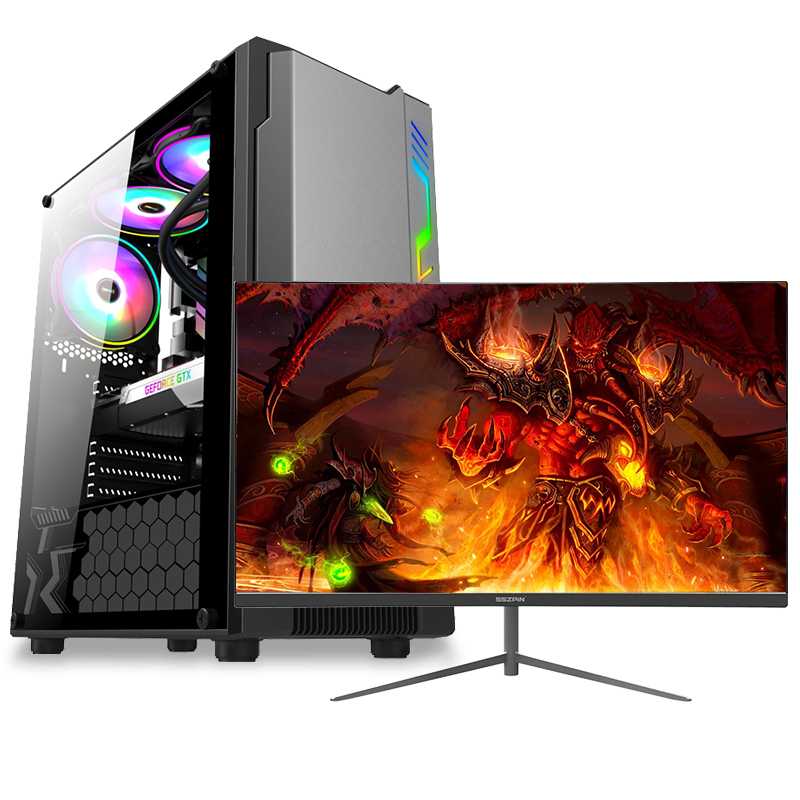 铭能 i9级十核E5 2670V2/RX550 4G独显/32G内存/512G固态 台式机 组装电脑 台式电脑 高效家用办公电脑主机商务娱乐学生学习电脑LOL游戏电脑+24英寸全套