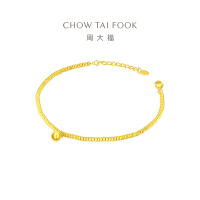 周大福17916系列蹦迪金珠珠铃铛22K金手链E126596精品