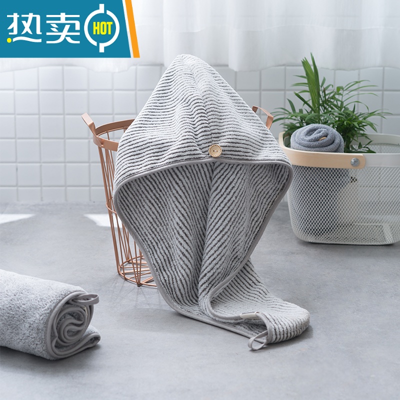 敬平干发帽女吸水速干浴帽包头巾可爱韩国加厚擦头发沐浴帽 浅灰色高清大图